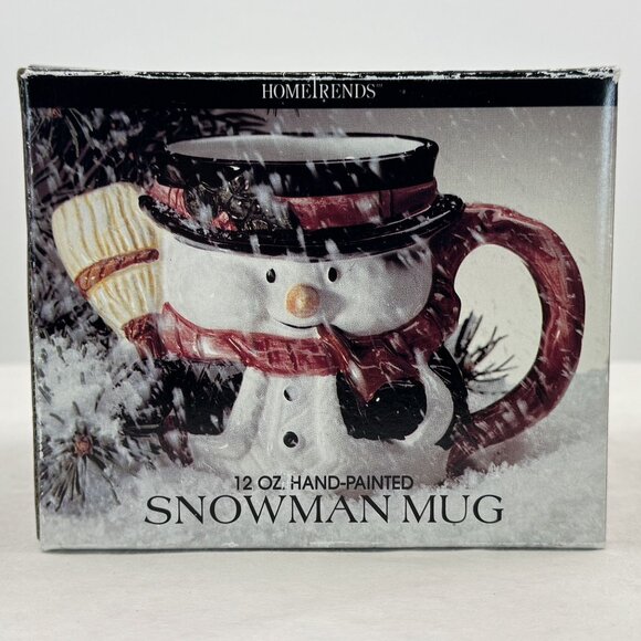 Home Trends 12 Oz Hand-Painted Snowman Mug Ceramic Holiday Coffee Tea Cup - Picture 2 of 15